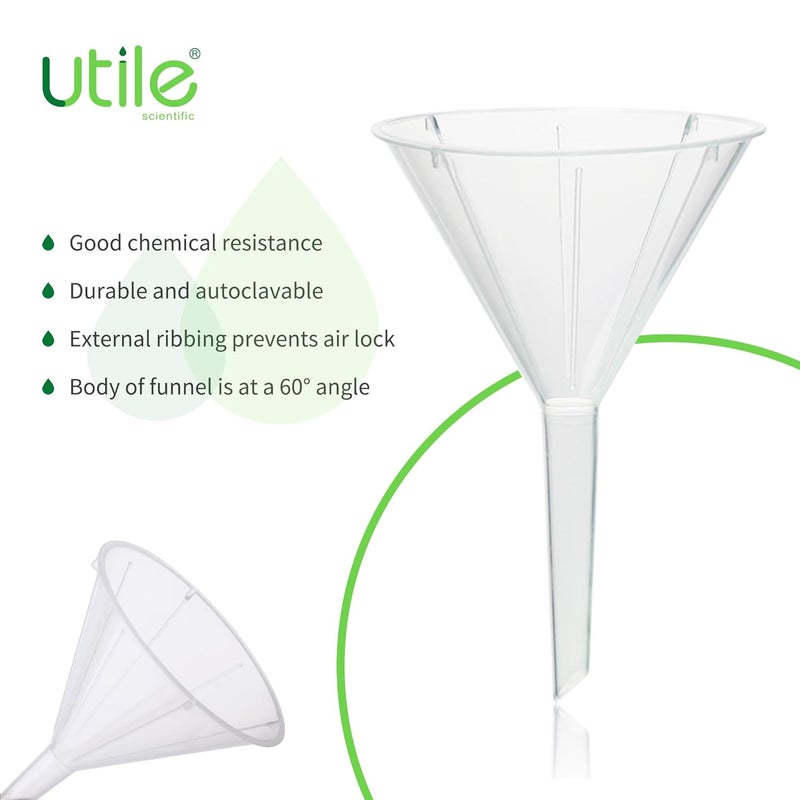 UTILE 12pcs Plastic Analytical Funnel Set, PP Material, Top Diameter 64mm, Small Funnel for Lab Bottles, Recreational Activities, 4512.0014.12 - Image 3